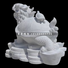 龍龜石雕，漢白玉招財龍龜?shù)袼? width=