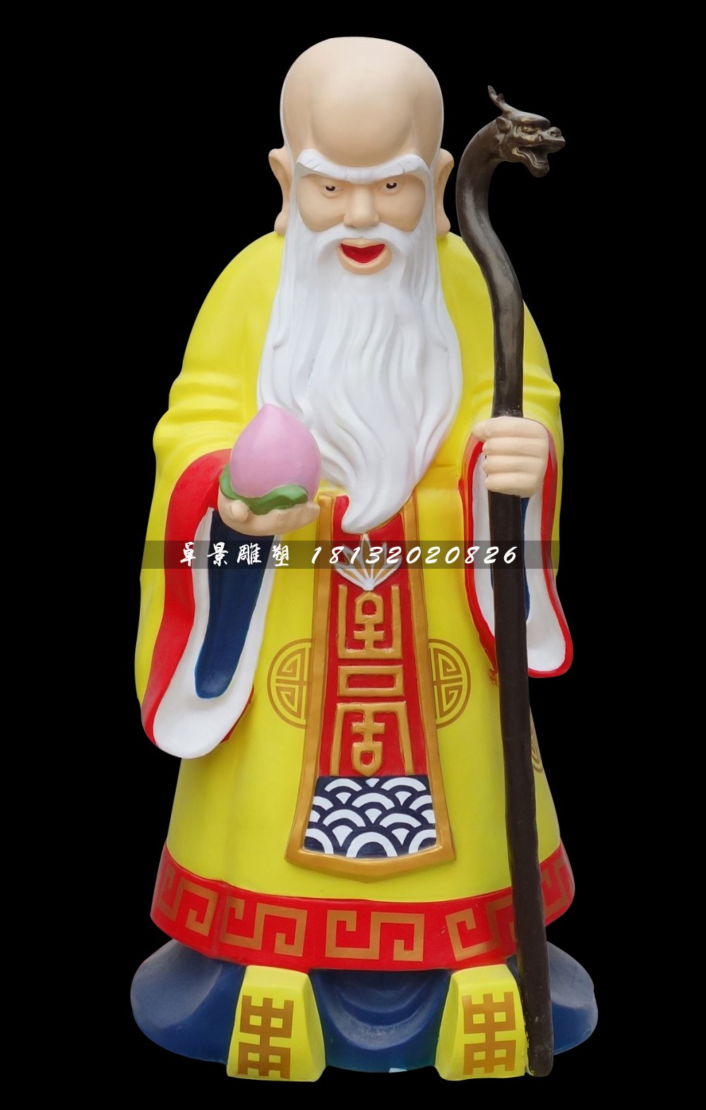 老壽星雕塑，玻璃鋼彩繪人物雕塑