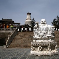 大肚彌勒佛石雕，大理石佛像雕塑