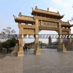 道路石牌坊，三門牌坊石雕