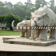 母子象石雕，廣場大象石雕