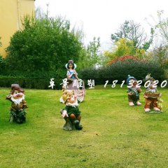 白雪公主與七個(gè)小矮人雕塑，玻璃鋼卡通雕塑