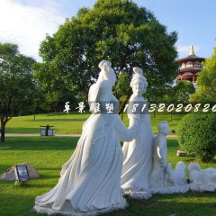 古代美女石雕，公園漢白玉人物雕塑