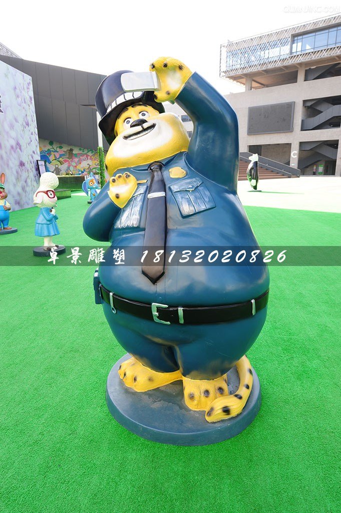本杰明警官雕塑，玻璃鋼瘋狂動物城雕塑