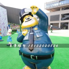本杰明警官雕塑，玻璃鋼瘋狂動(dòng)物城雕塑