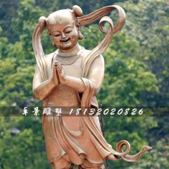 善財(cái)童子銅雕，寺廟善財(cái)童子銅雕