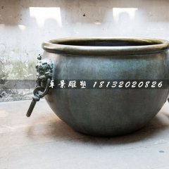 水缸銅雕，仿古銅水缸