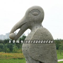 烏鴉石雕，公園動物石雕