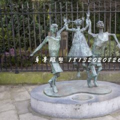 一家三口銅雕，公園天倫之樂銅雕