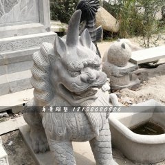 獨(dú)角獸石雕，青石神獸
