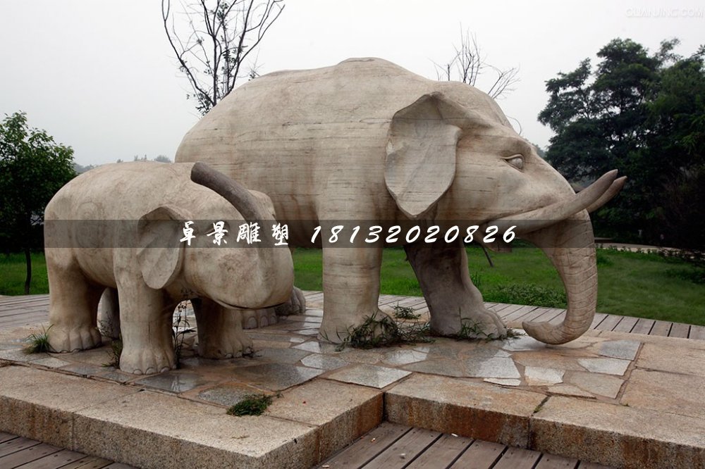母子象石雕,公園動(dòng)物石雕
