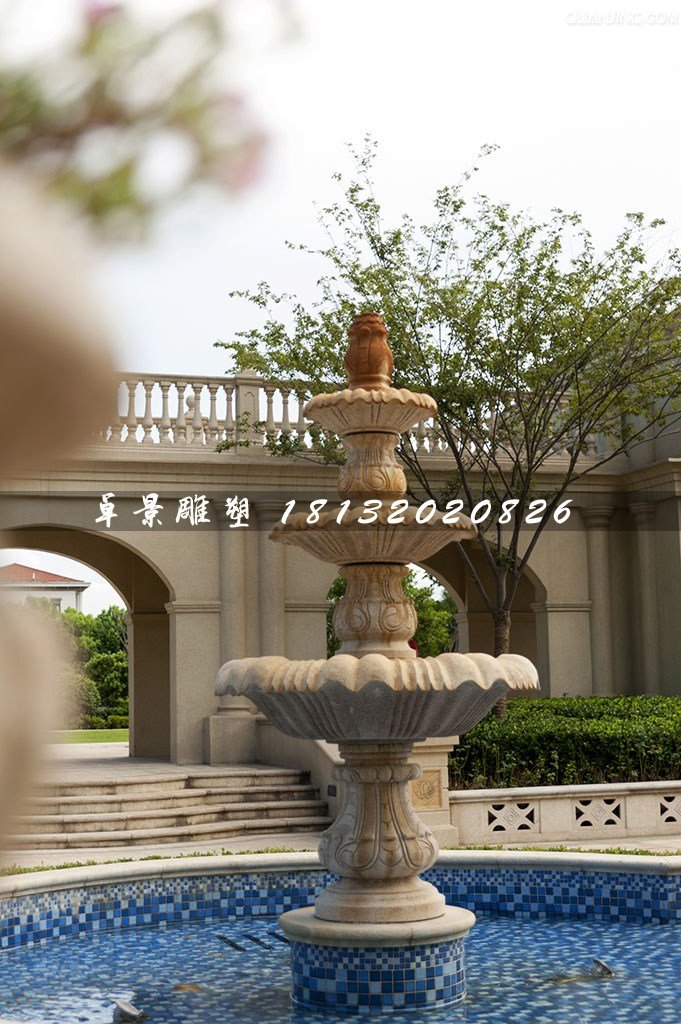 歐式噴泉石雕，公園三層噴泉石雕 (1)