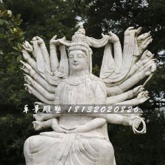 千手觀音石雕，大理石坐式觀音雕塑