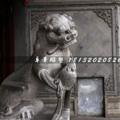 青石獅子雕塑，戲球獅石雕