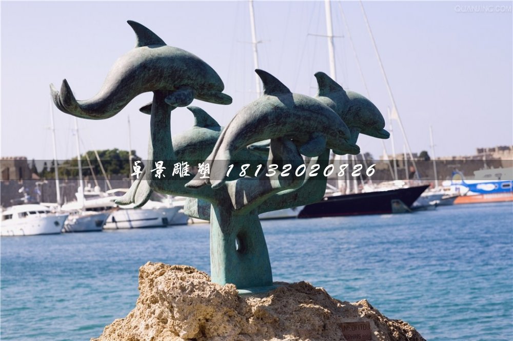 青銅海豚雕塑，公園動(dòng)物銅雕