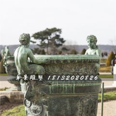 青銅花盆雕塑，公園花缽銅雕