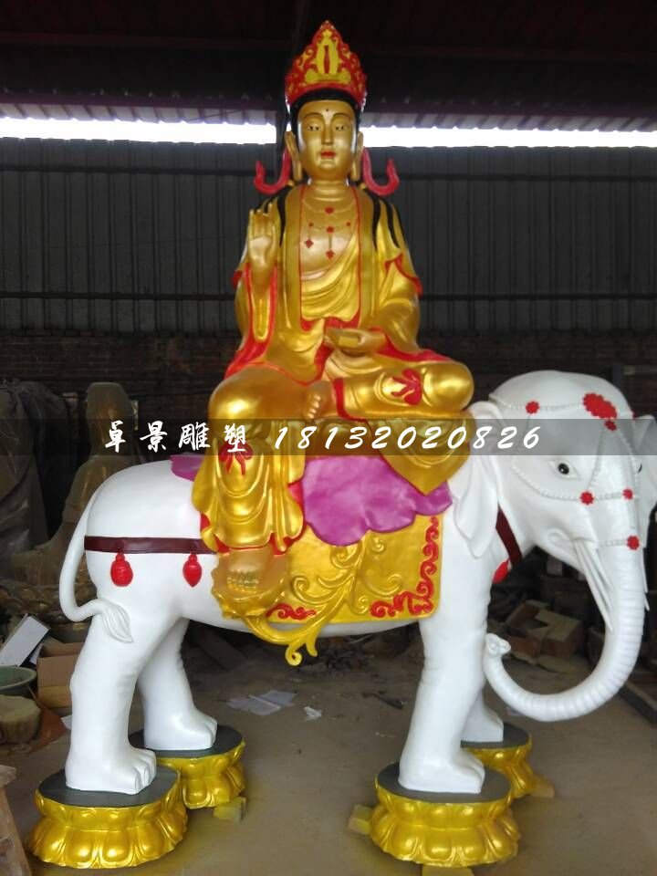 玻璃鋼普賢菩薩雕塑,彩繪佛像雕塑
