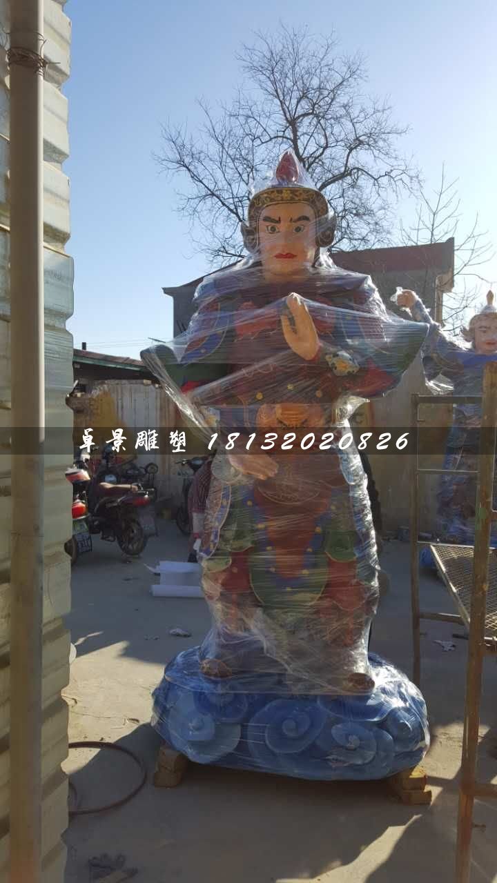彩繪韋陀雕塑,玻璃鋼神仙雕塑
