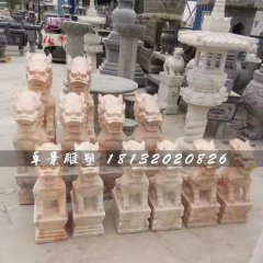 小型麒麟石雕，晚霞紅麒麟雕塑