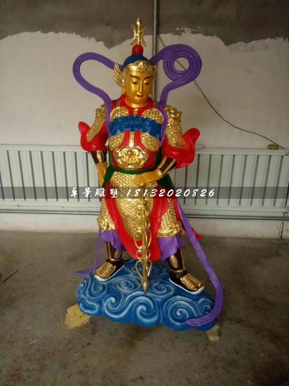 玻璃鋼彩繪韋陀菩薩,寺廟神仙雕塑