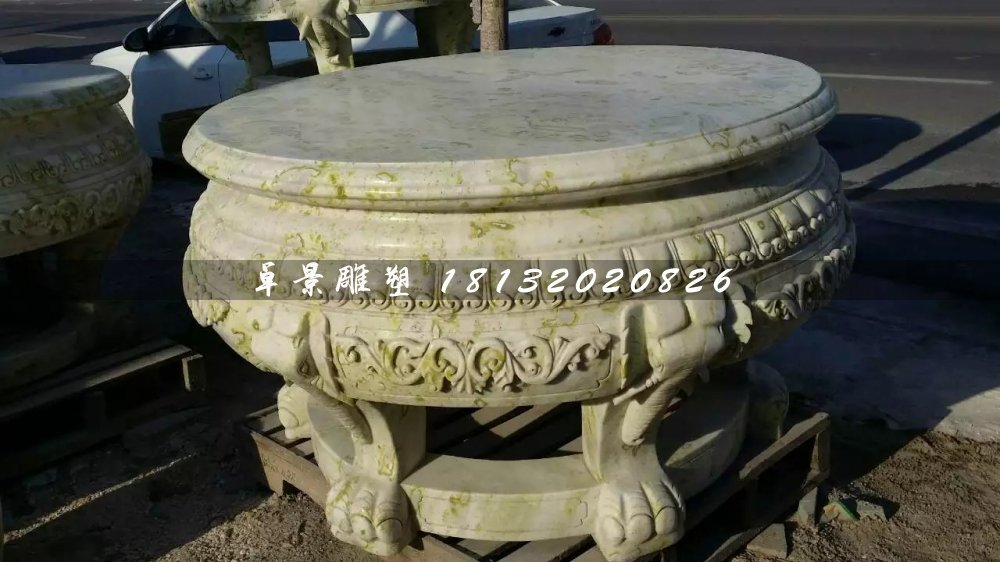 大理石圓桌，公園圓桌雕塑 (2)