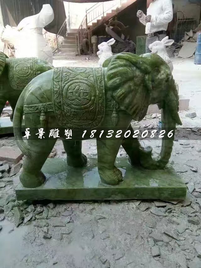 大象石雕,大理石大象 (1)