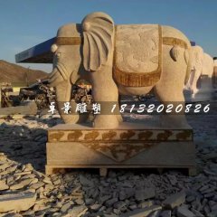 大象石雕，大型動物石雕