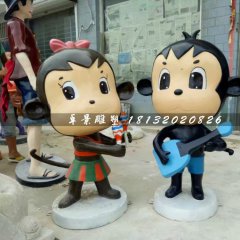 卡通小猴子雕塑，玻璃鋼商場(chǎng)雕塑