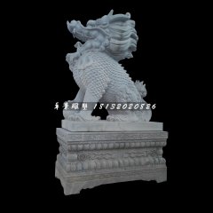 戲球麒麟石雕，青石麒麟雕塑