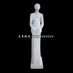 沉思的少女石雕，公園抽象人物石雕