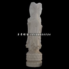 立式觀音石雕，三面觀音石雕