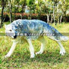 狼雕塑，玻璃鋼仿真動物雕塑