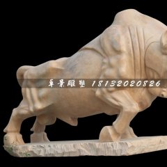 石雕牛，拓荒牛石雕，晚霞紅牛雕塑