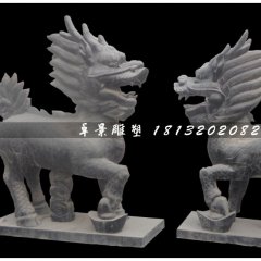 麒麟石雕，青石麒麟，古代神獸石雕