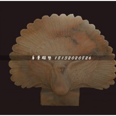 孔雀開屏石雕，晚霞紅動(dòng)物石雕