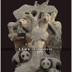 大熊貓石雕，公園動(dòng)物石雕