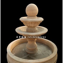 風(fēng)水球噴泉石雕，晚霞紅噴泉雕塑