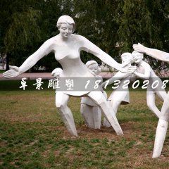 老鷹捉小雞石雕，公園小品石雕