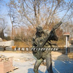 吉他手銅雕，公園人物銅雕