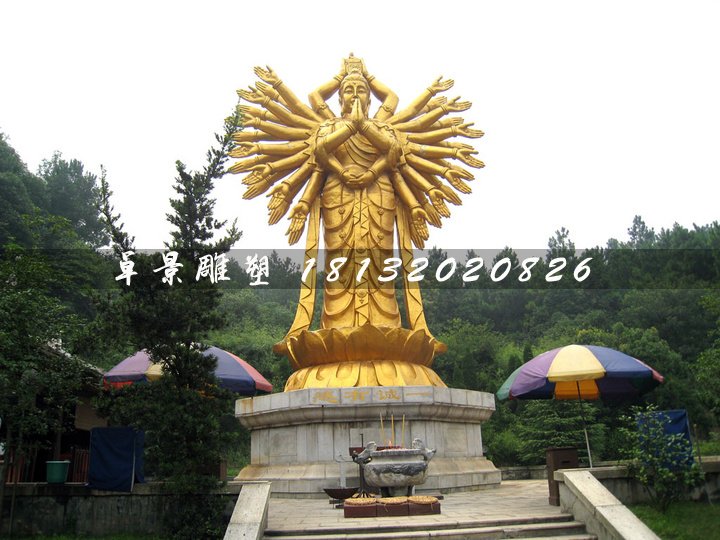 千手觀音銅雕，立式銅觀音