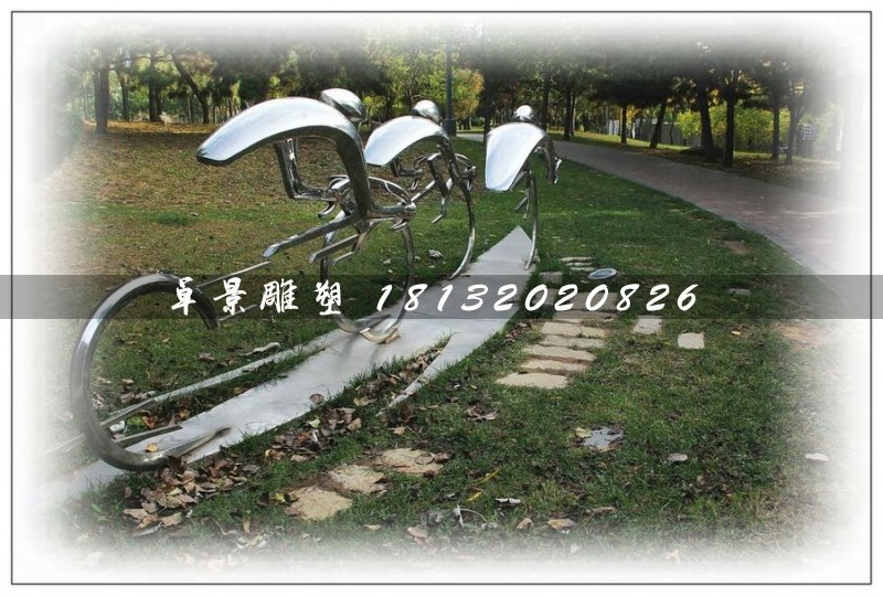 不銹鋼騎車比賽雕塑,公園不銹鋼雕塑