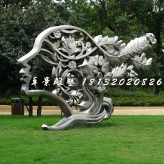不銹鋼美女頭像雕塑，公園景觀雕塑