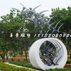 不銹鋼抽象大雁雕塑，公園景觀雕塑