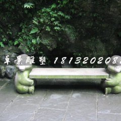 小猴造型長椅石雕，公園石椅子