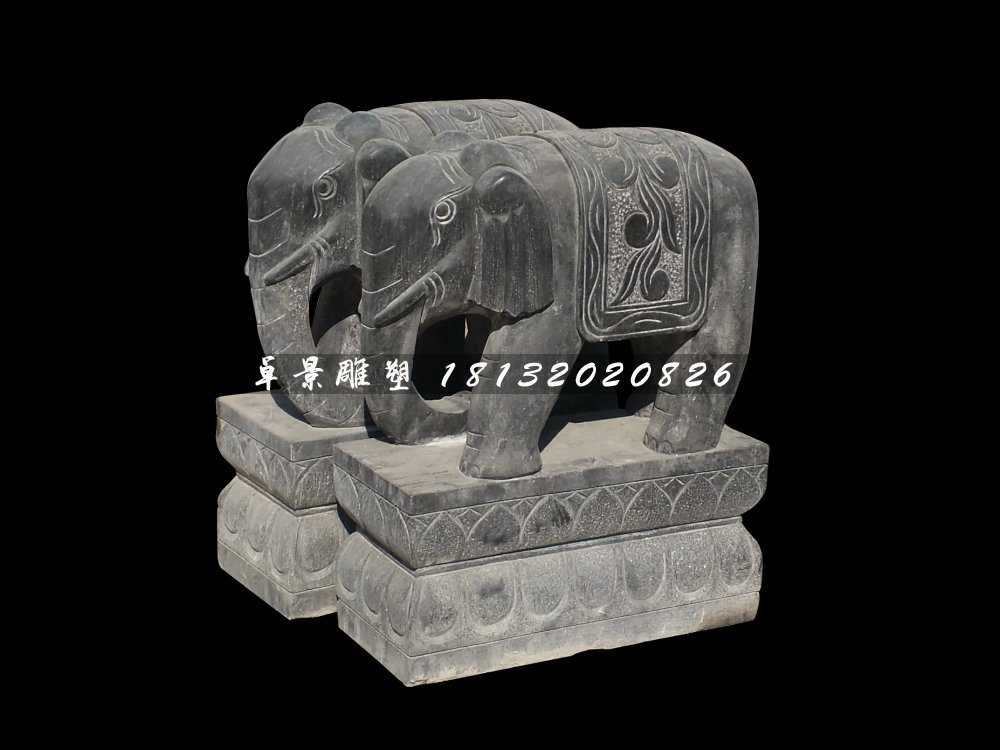 大象石雕，青石動(dòng)物雕塑