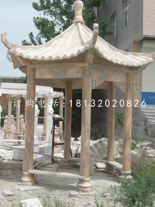 涼亭石雕,大理石涼亭雕塑 (3)