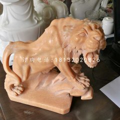 晚霞紅老虎石雕，公園動(dòng)物石雕