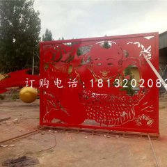 小孩鯉魚剪紙雕塑，不銹鋼景觀雕塑