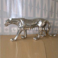 不銹鋼豹子，動物雕塑