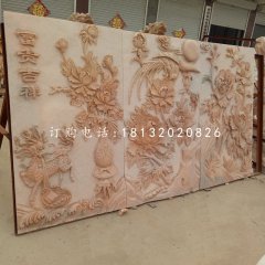 富貴吉祥石浮雕，晚霞紅石浮雕